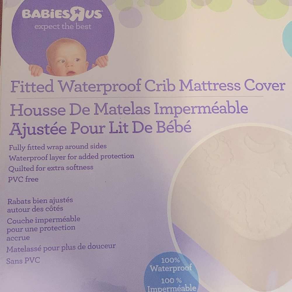 Fitted waterproof crib mattress protector.